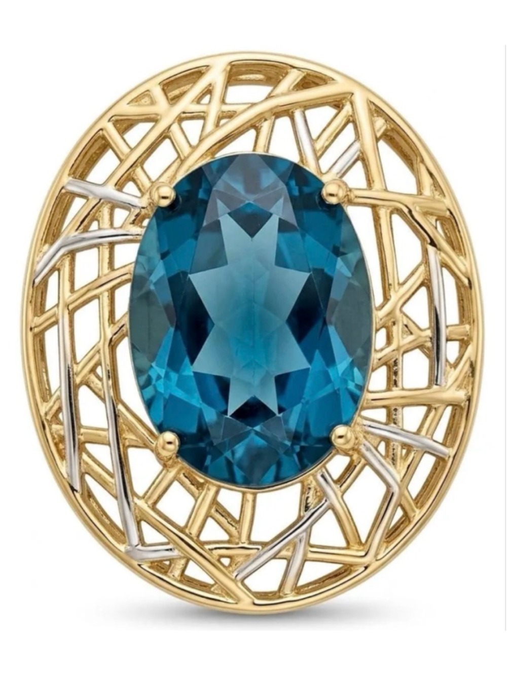JTV Blue Topaz Ring 925 Silver Size 9 Gold Plated